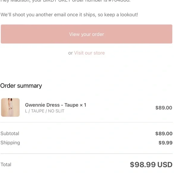 Bridesmaid Dress - Birdy Grey - Taupe - Size Large - Picture 8 of 8